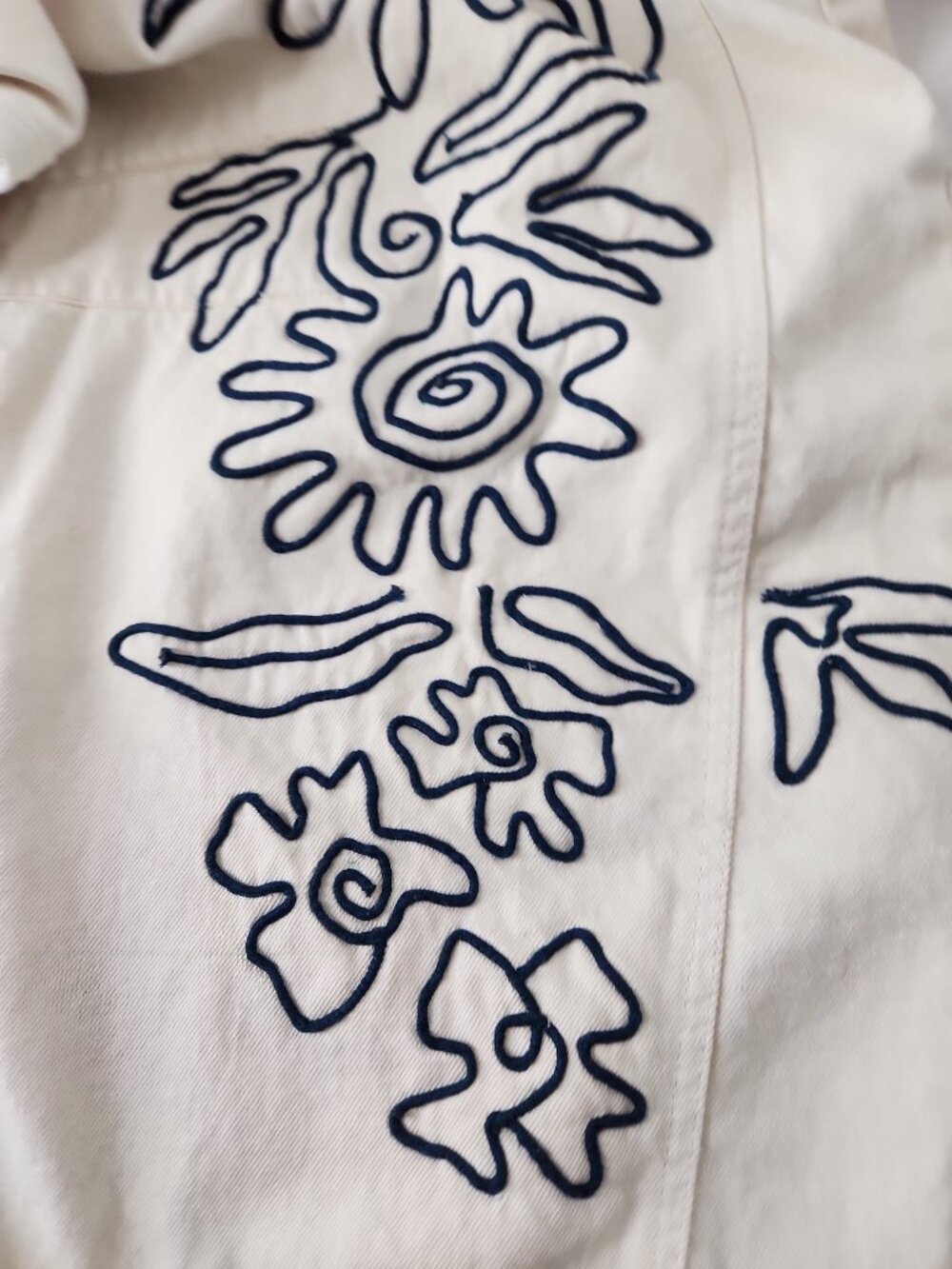 We The Free People Good Luck Soutache Barrel Jeans ivory floral embroidery sz 33 - Picture 16 of 16